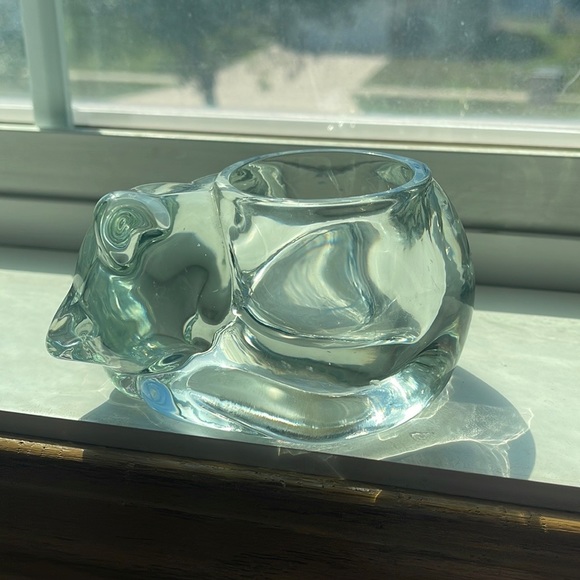 Indiana glass votive holder !!! Such a sweet sleeping kitty !!! - Picture 2 of 3